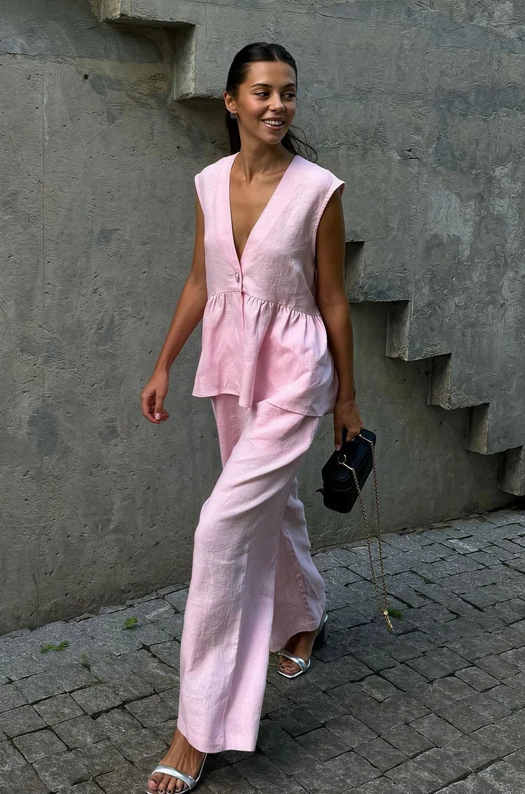 Ensemble Sydney composé d’un gilet à volants et d’un pantalon