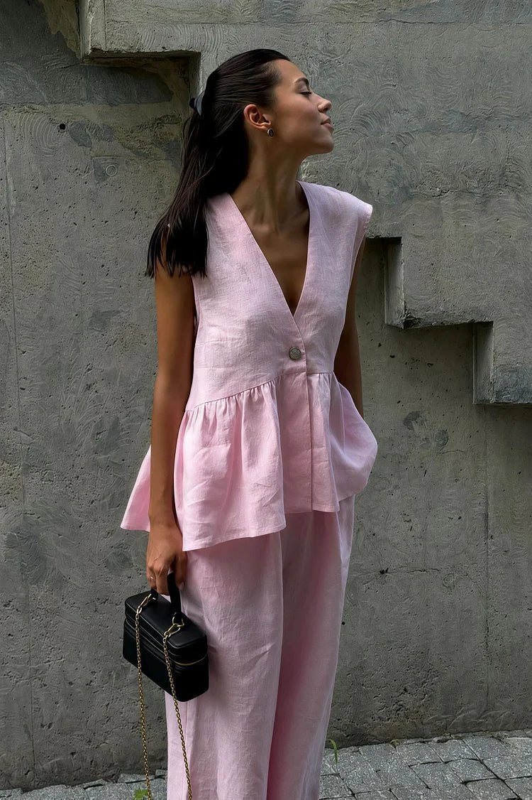 Ensemble Sydney composé d’un gilet à volants et d’un pantalon