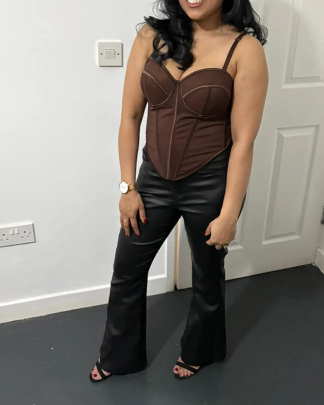 Pantalon évasé en similicuir Michelle