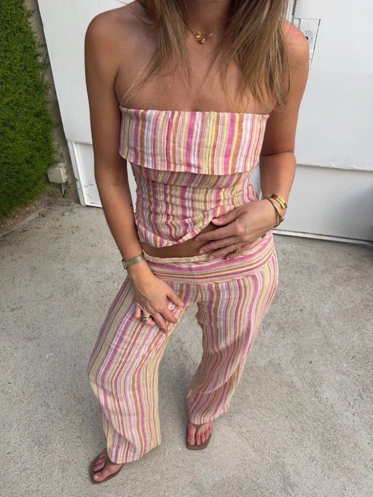 Pantalon Valerie à rayures taille basse