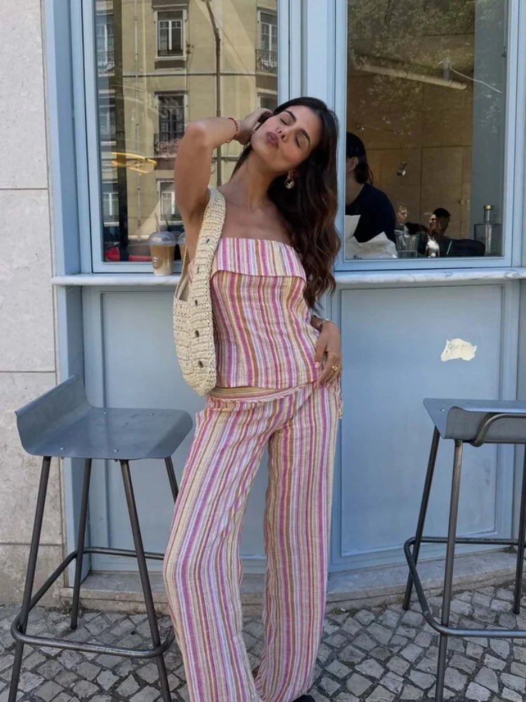 Pantalon Valerie à rayures taille basse