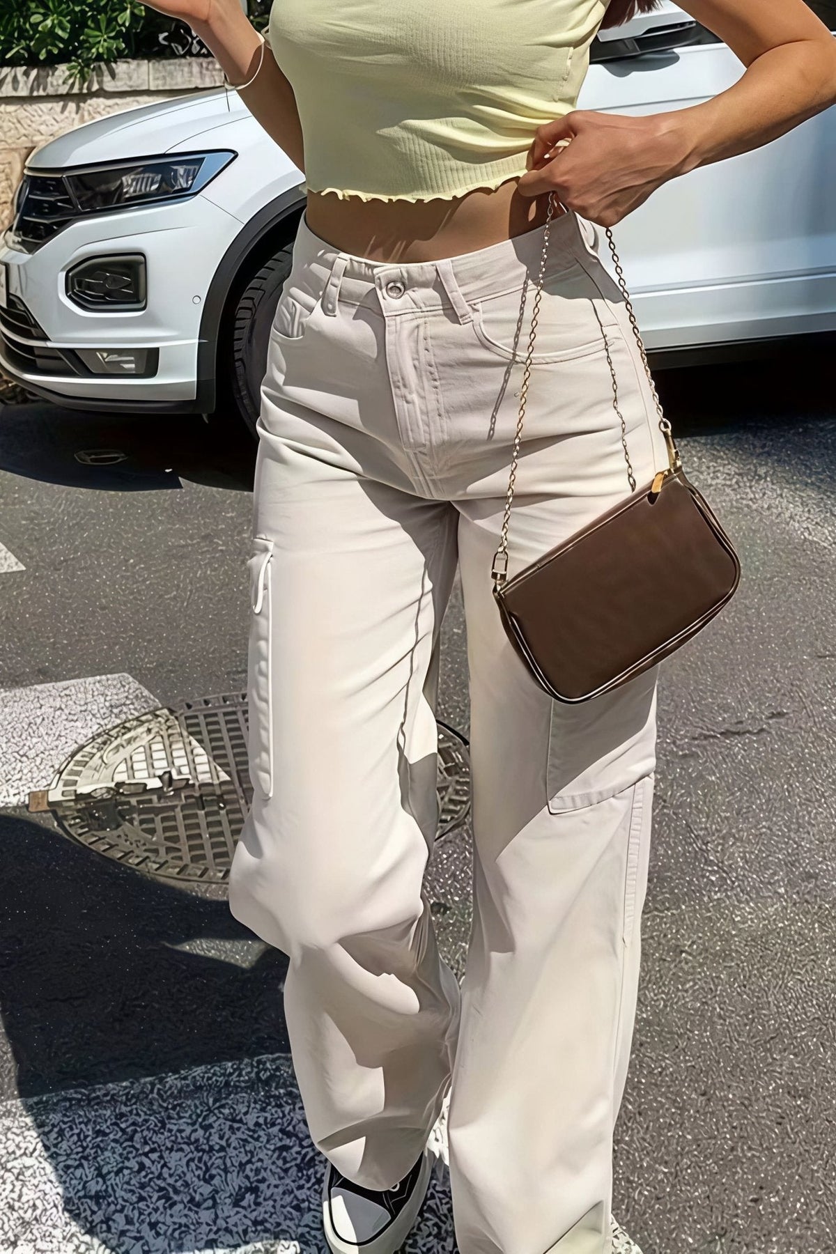 Pantalon cargo droit Bianca à poches