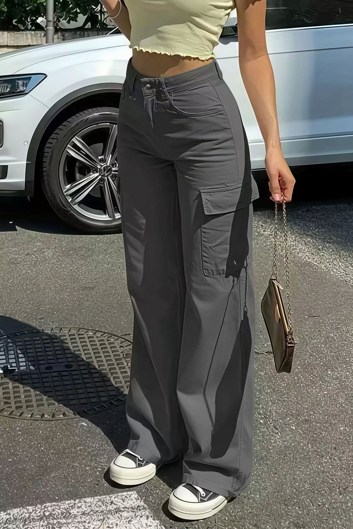 Pantalon cargo droit Bianca à poches