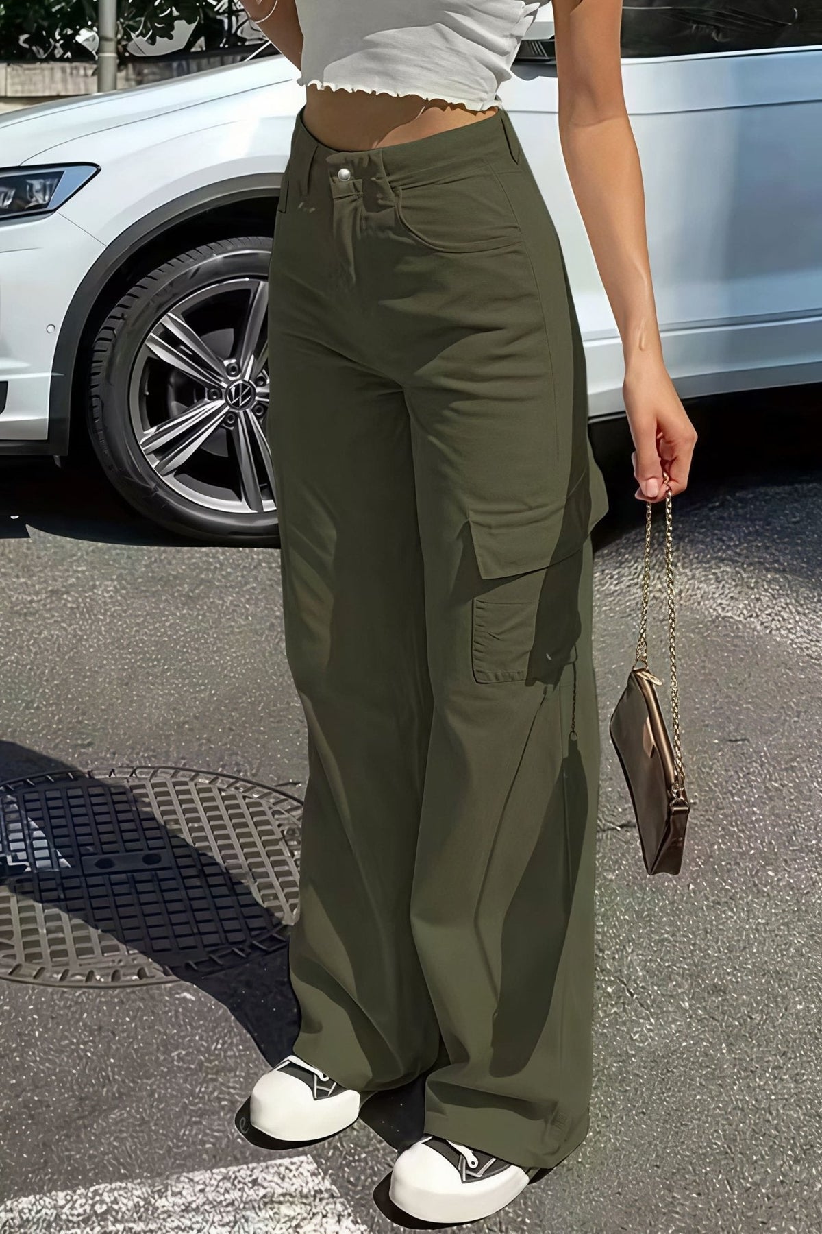 Pantalon cargo droit Bianca à poches
