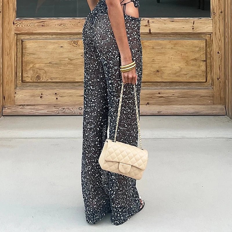 Pantalon droit Bianca à sequins