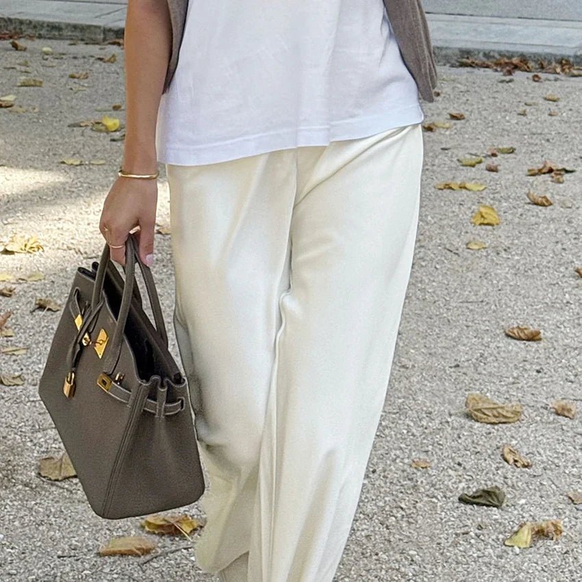 Pantalon flare en satin Cameron