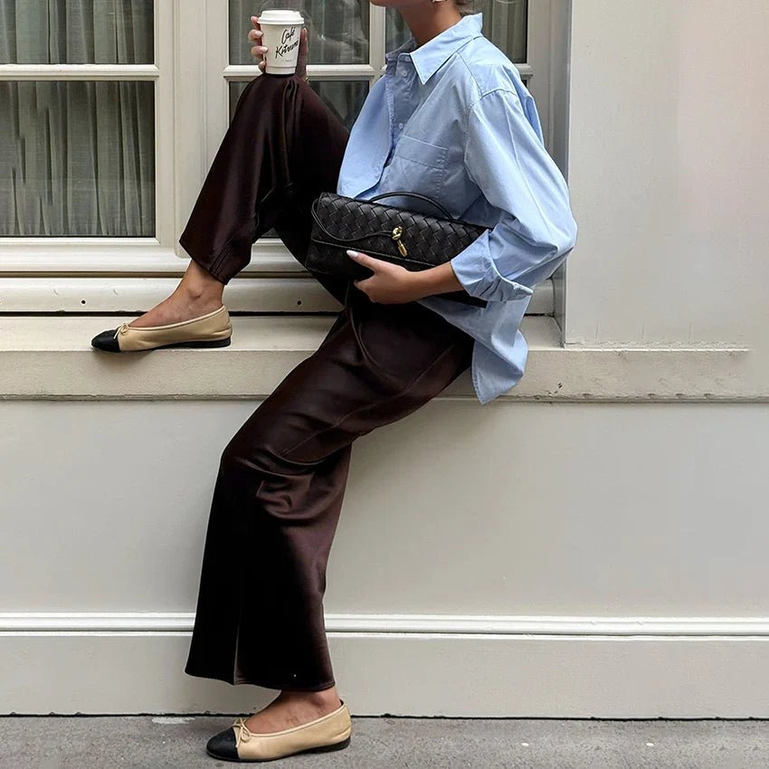 Pantalon flare en satin Cameron