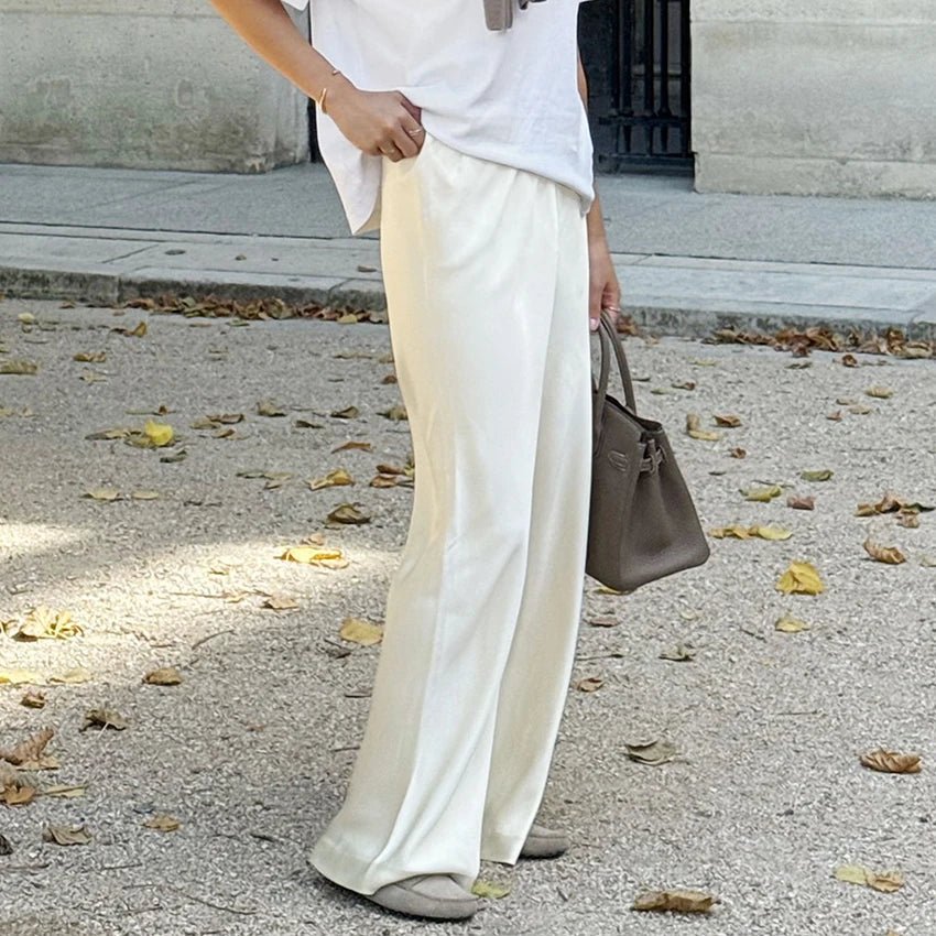 Pantalon flare en satin Cameron