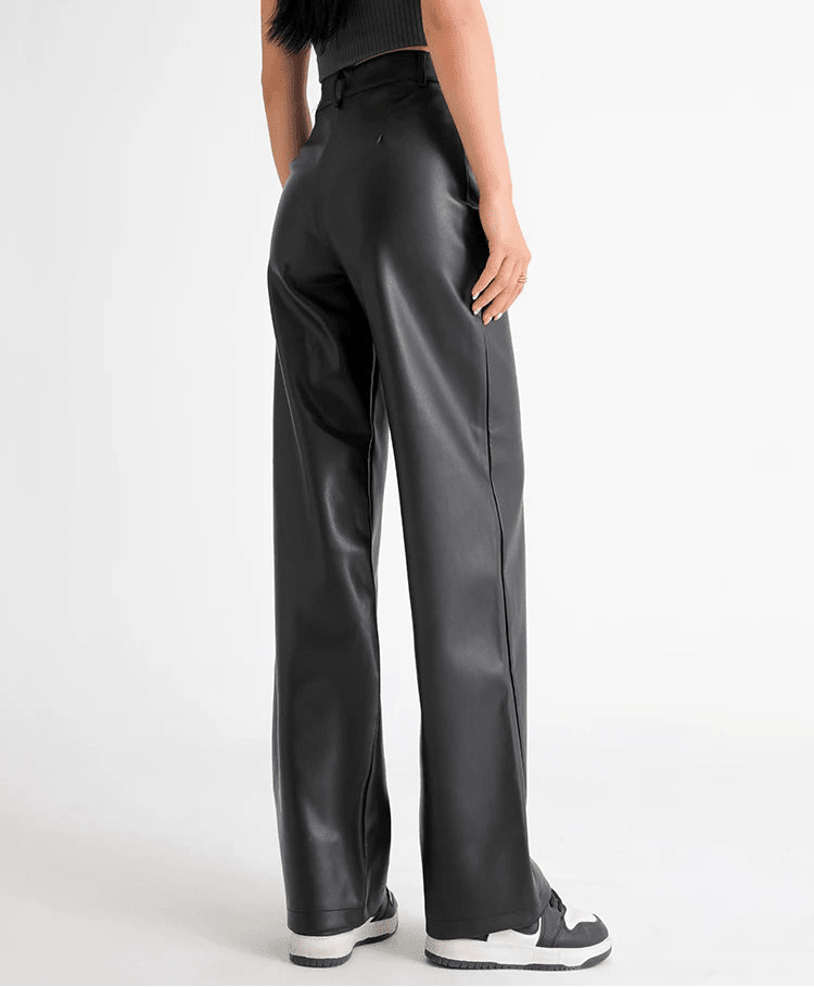 Pantalon en cuir taille haute Giselle