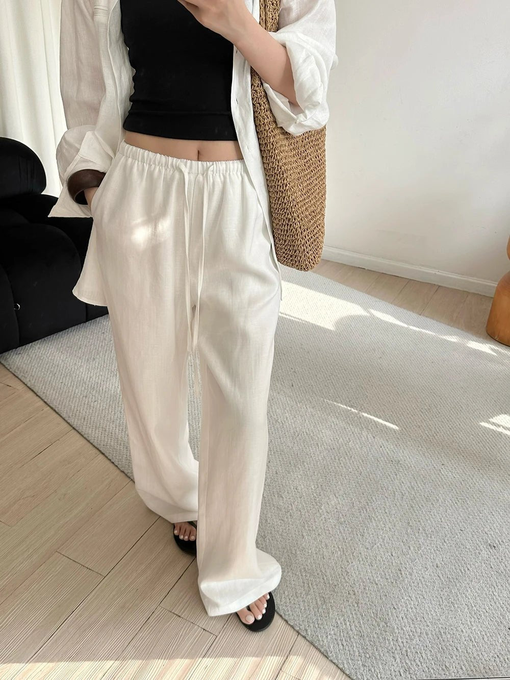 Pantalon large en lin Kendall