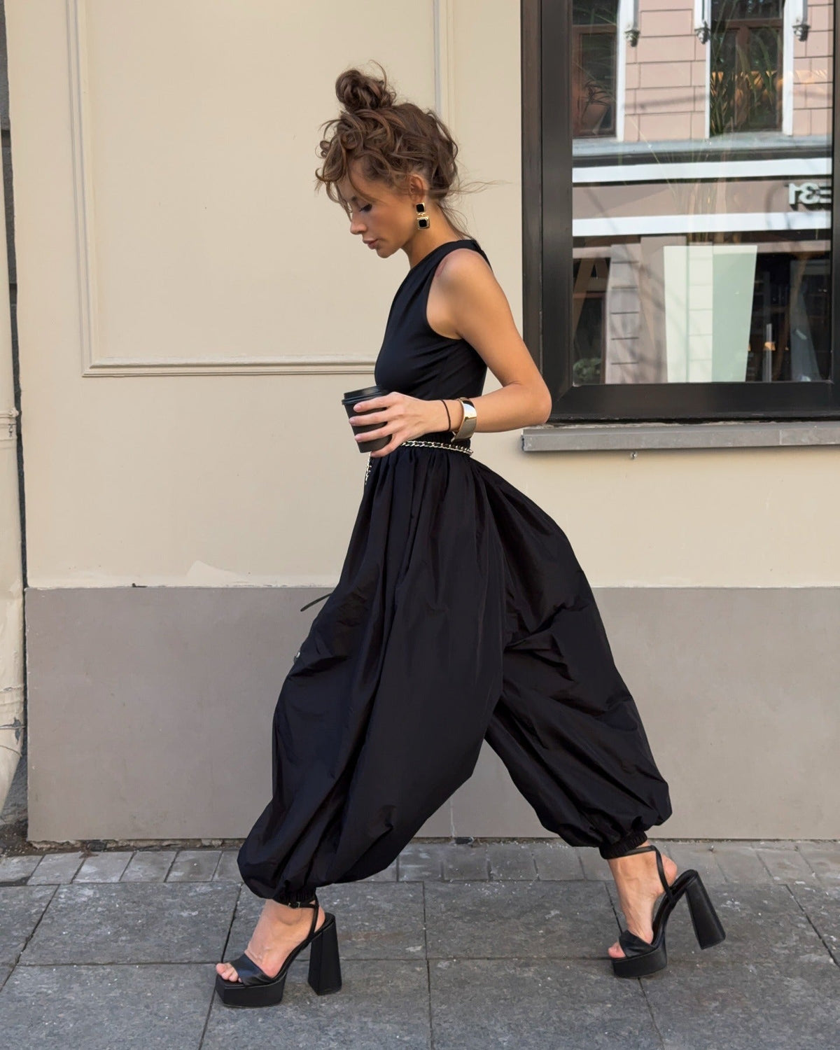 Pantalon balloon taille haute Kerry