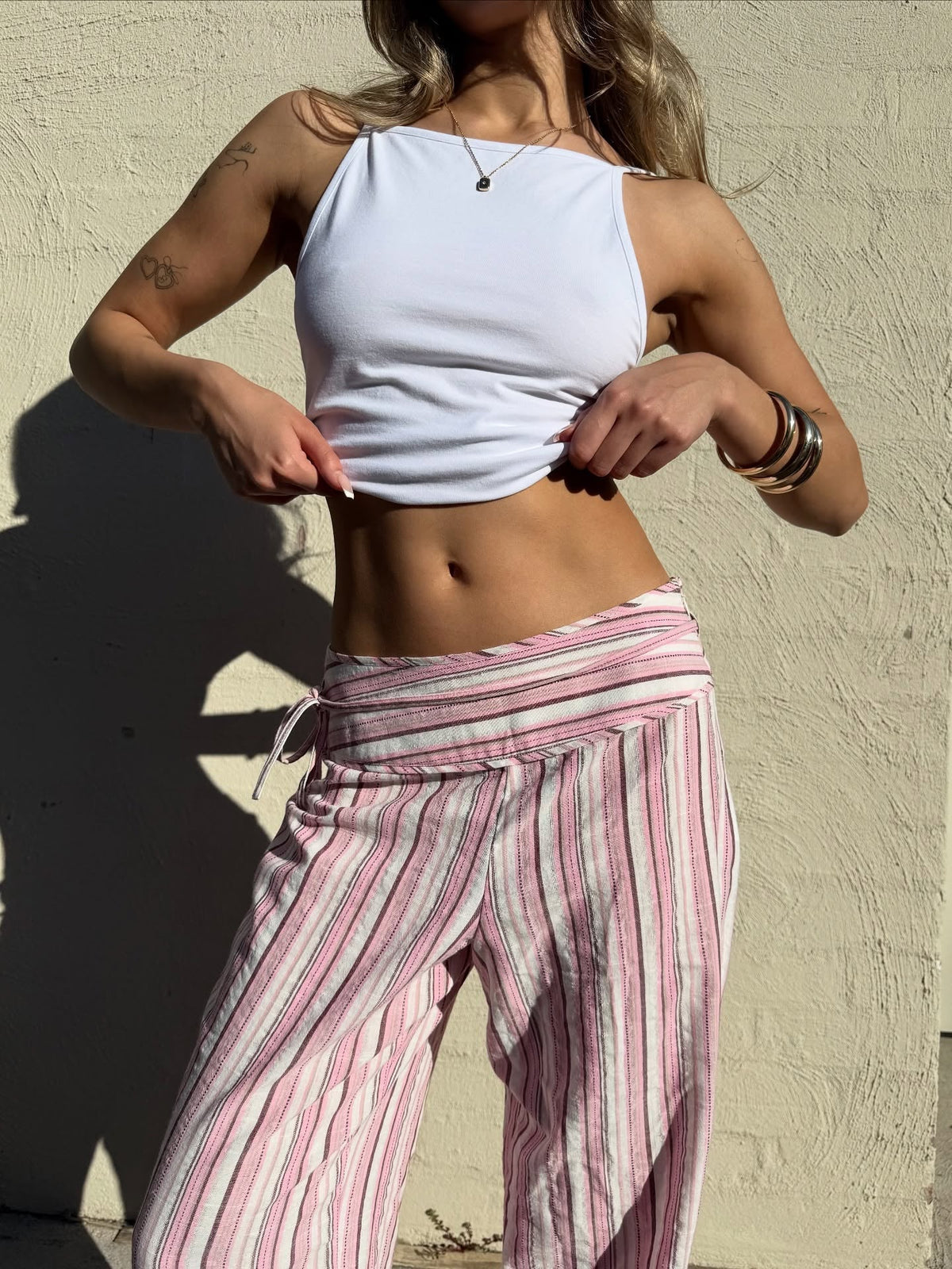 Pantalon palazzo rayé Sienna