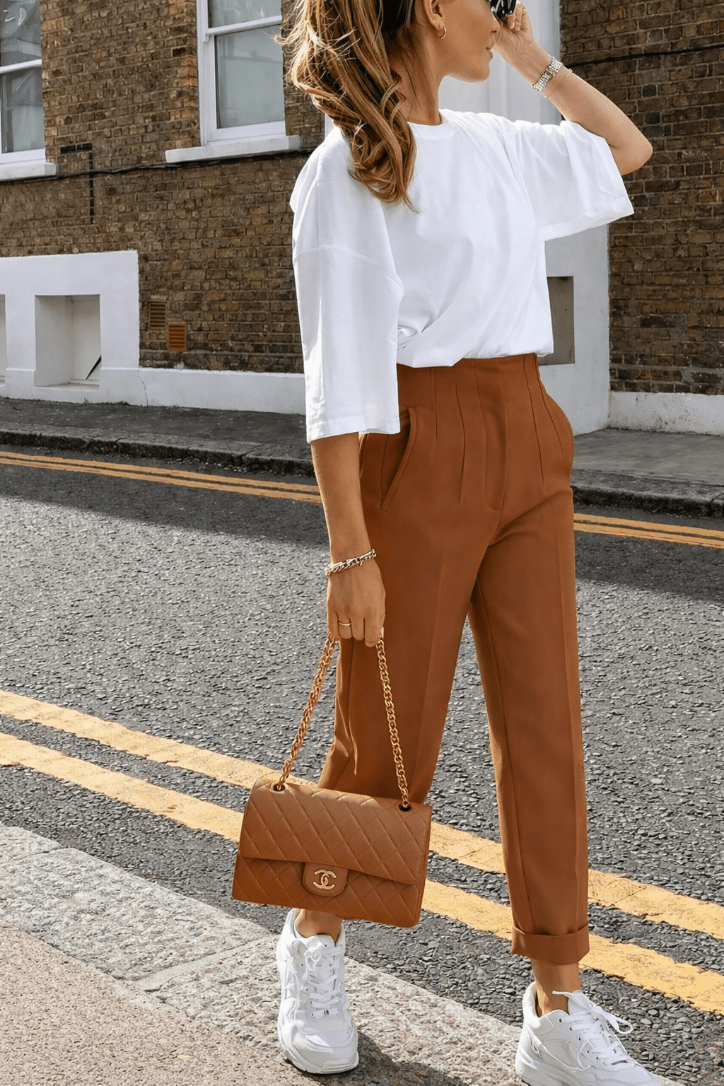 Sofia pantalon cigarette taille haute