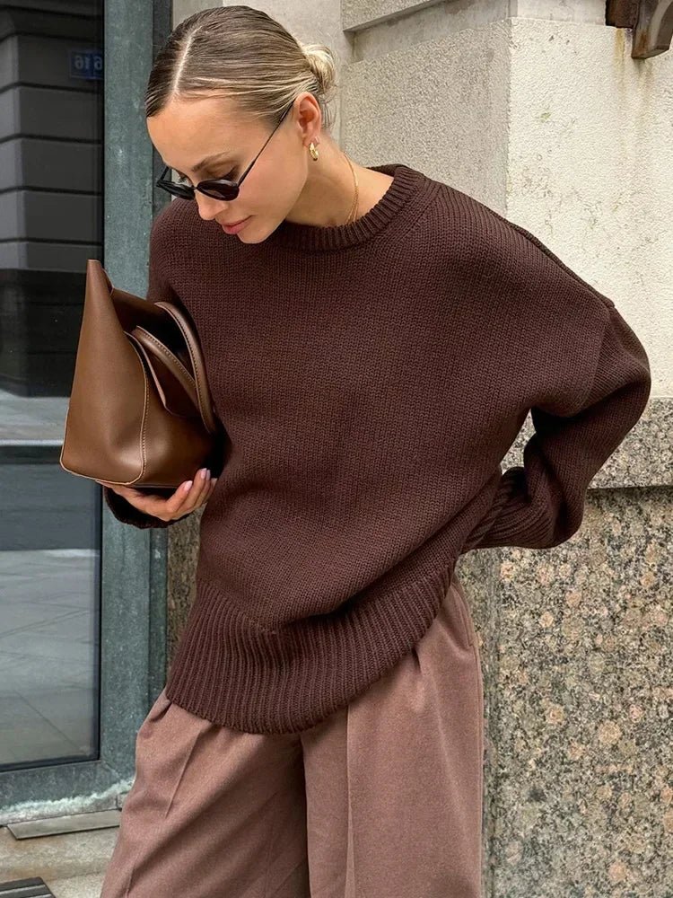 Pull en maille côtelée en georgette