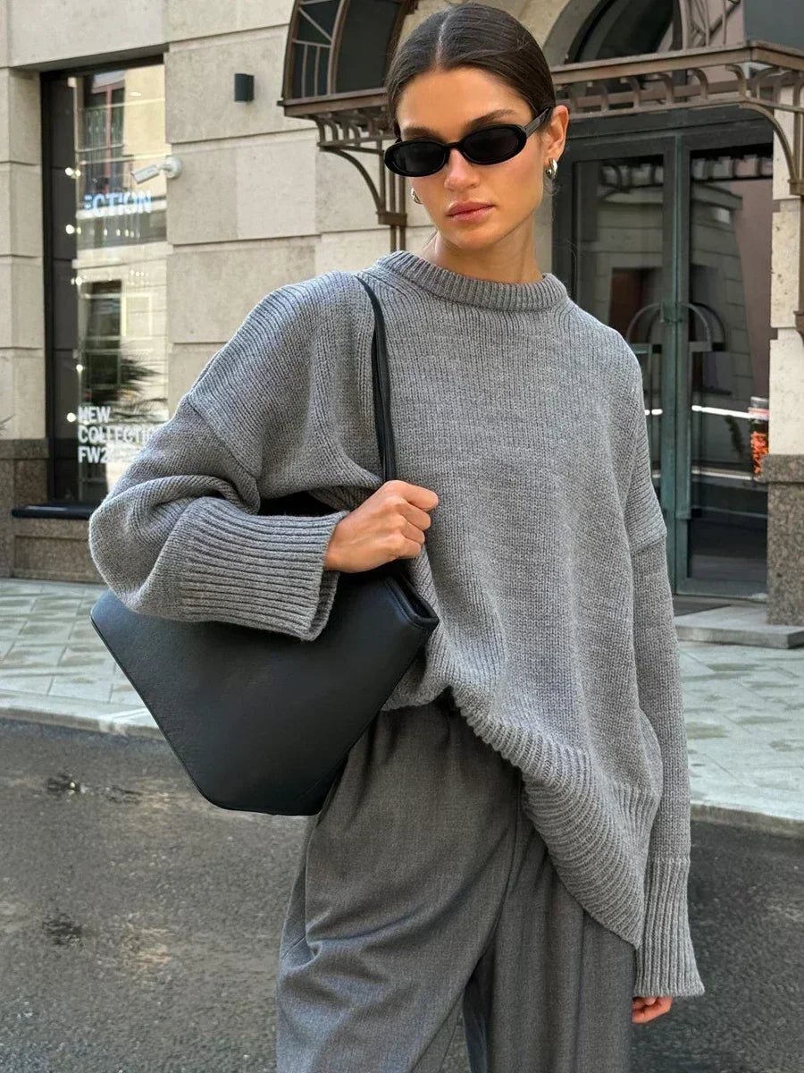 Pull en maille côtelée en georgette