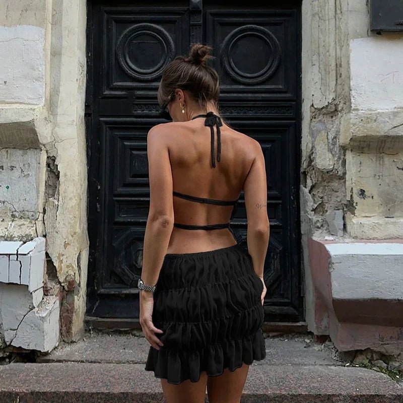 Ensemble Priya : top noué et jupe plissée