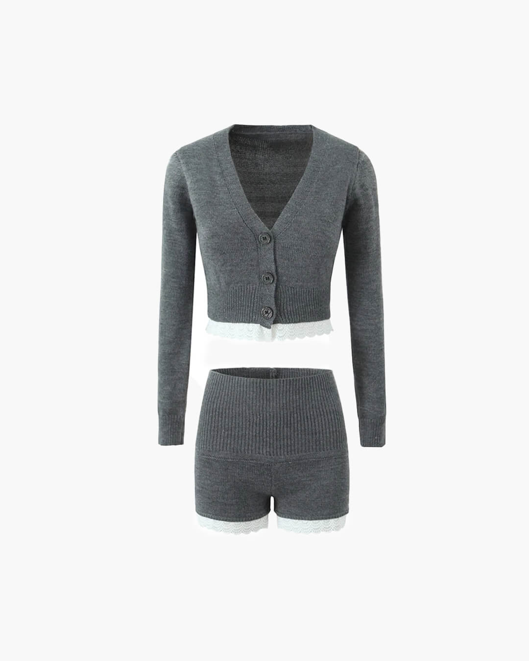 Ensemble short et cardigan Lucy avec bordure en dentelle