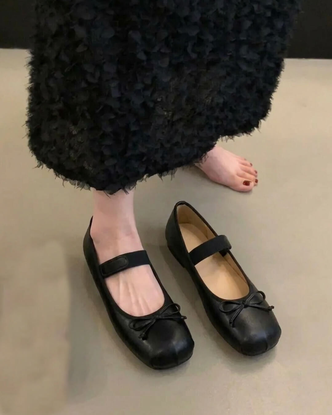Ballerines en cuir avec nœud Angela
