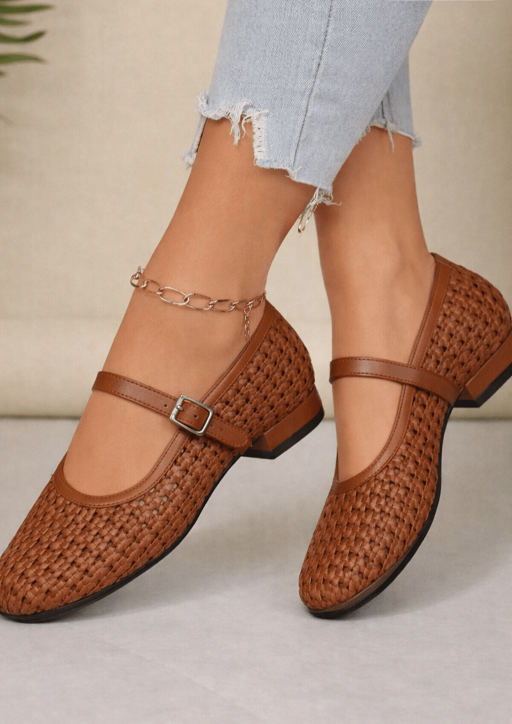 Ballerines Mary Jane Beatrice en maille tressée