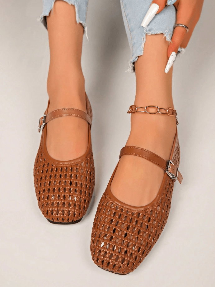 Ballerines Mary Jane Beatrice en maille tressée