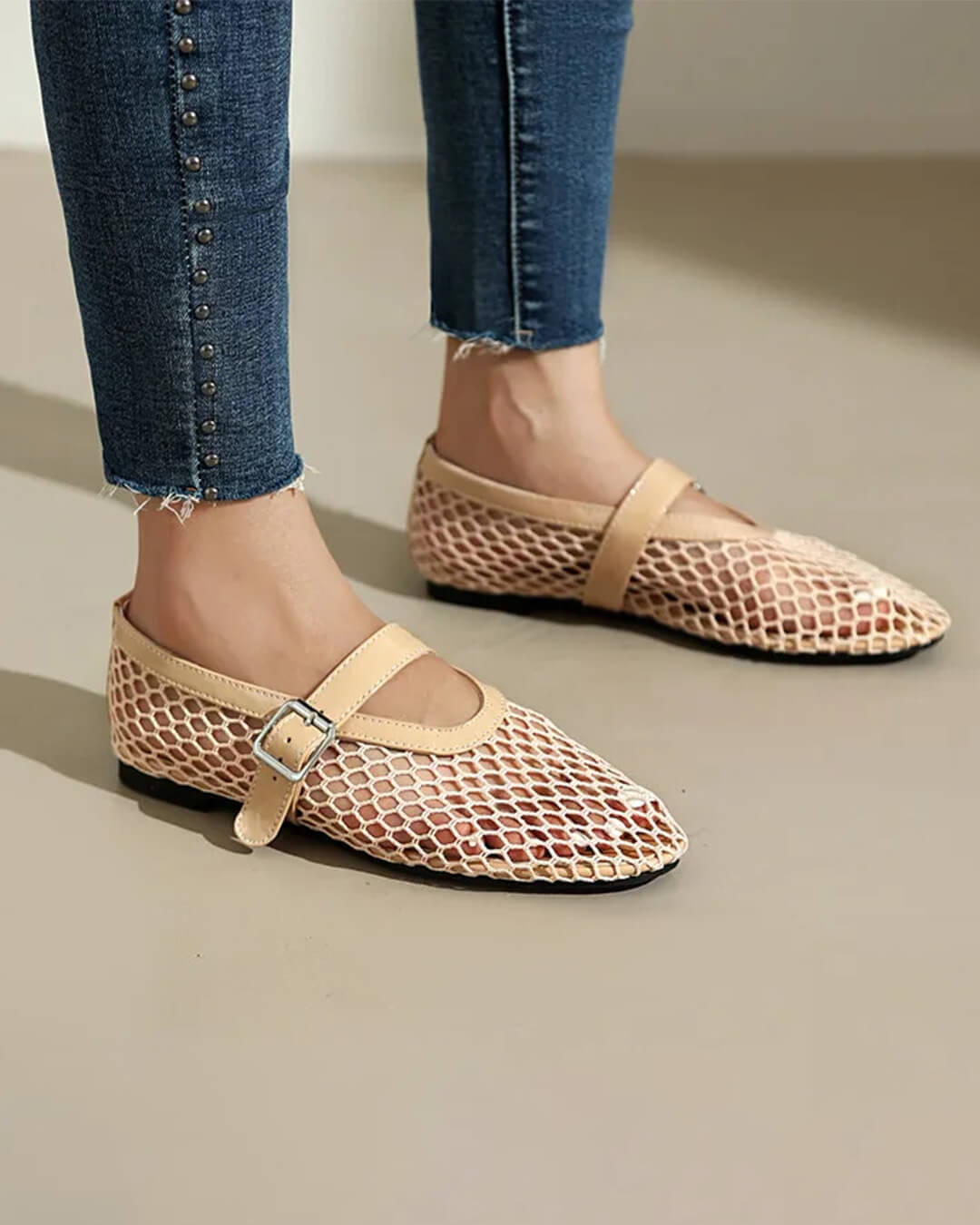 Bianca Ballerines à boucle et en résille