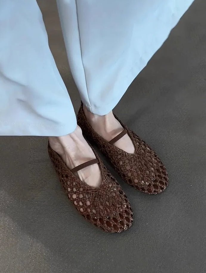 Chaussures plates tressées avec détails ajourés Francesca