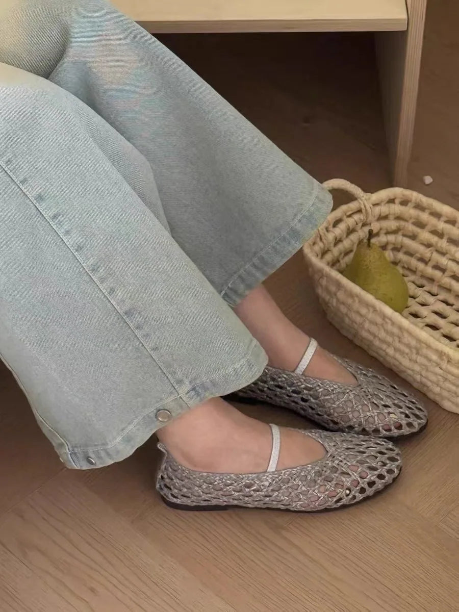 Chaussures plates tressées avec détails ajourés Francesca