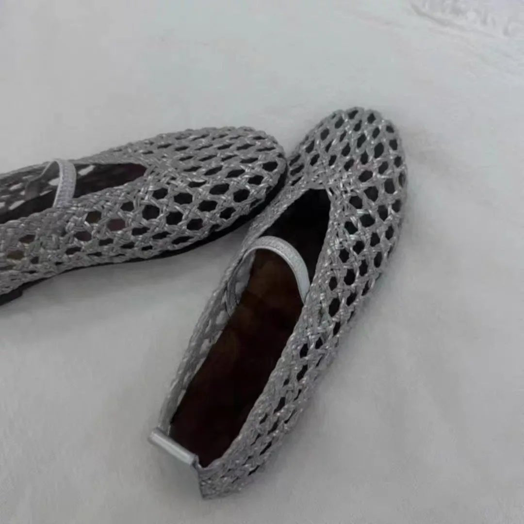 Chaussures plates tressées avec détails ajourés Francesca