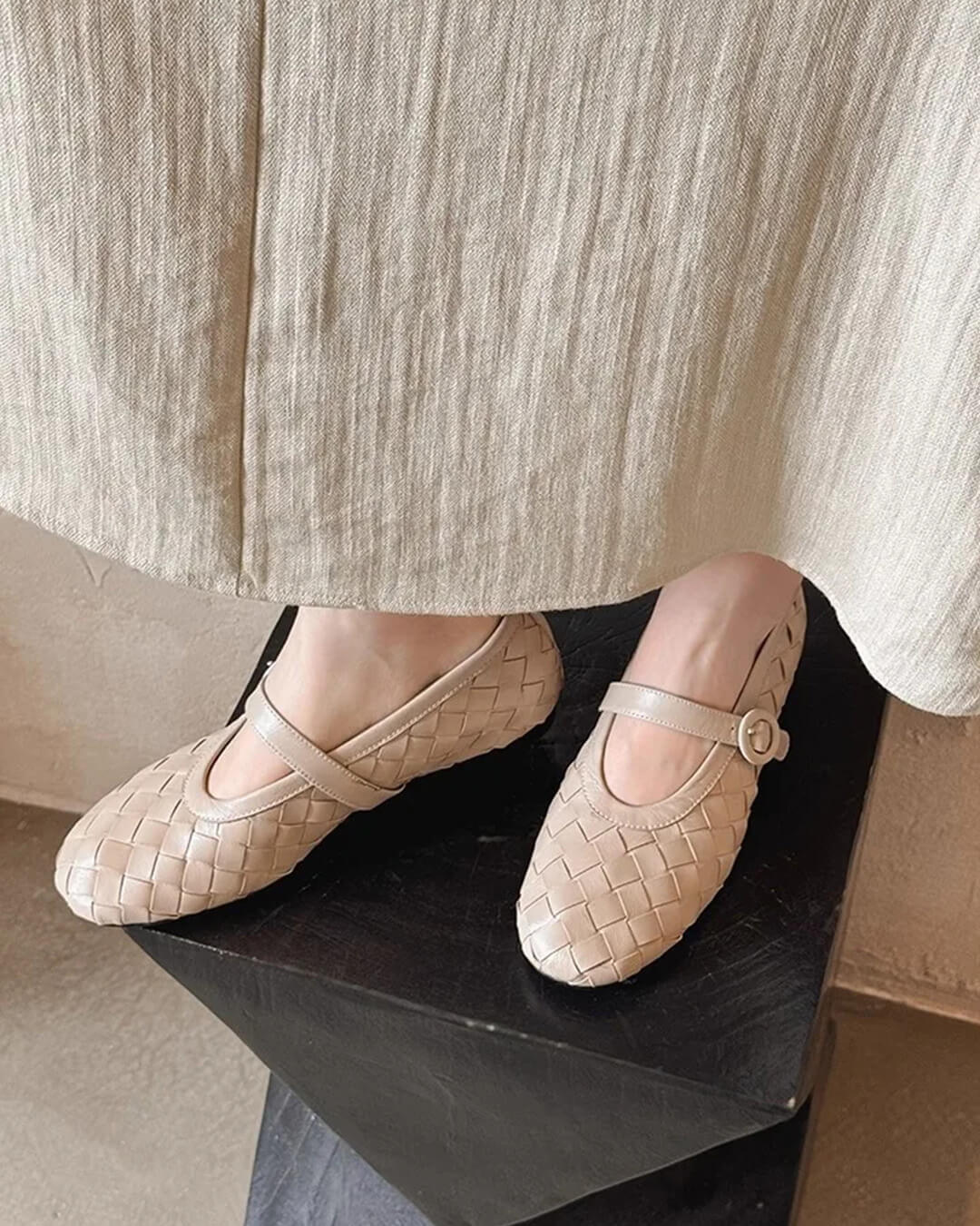 Chaussures plates Lisbeth en cuir tressé