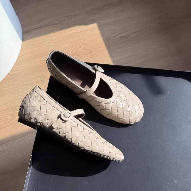 Chaussures plates Lisbeth en cuir tressé