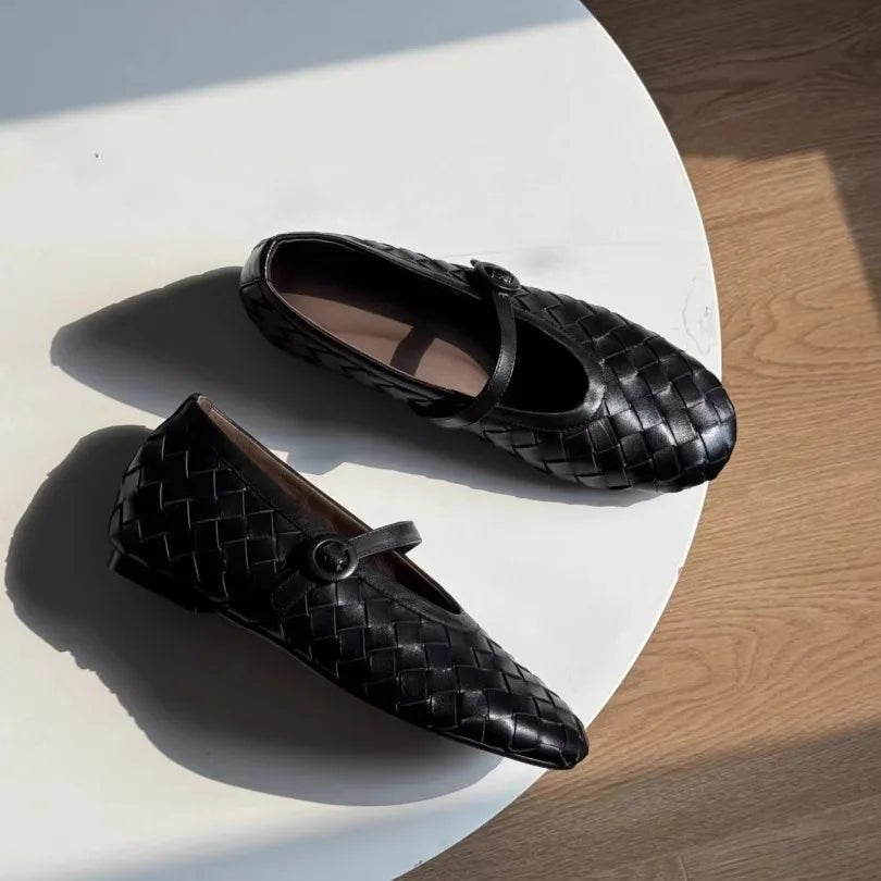 Chaussures plates Lisbeth en cuir tressé