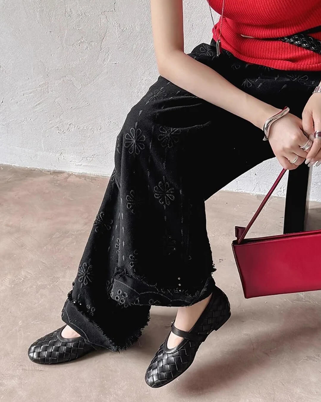 Chaussures plates Lisbeth en cuir tressé