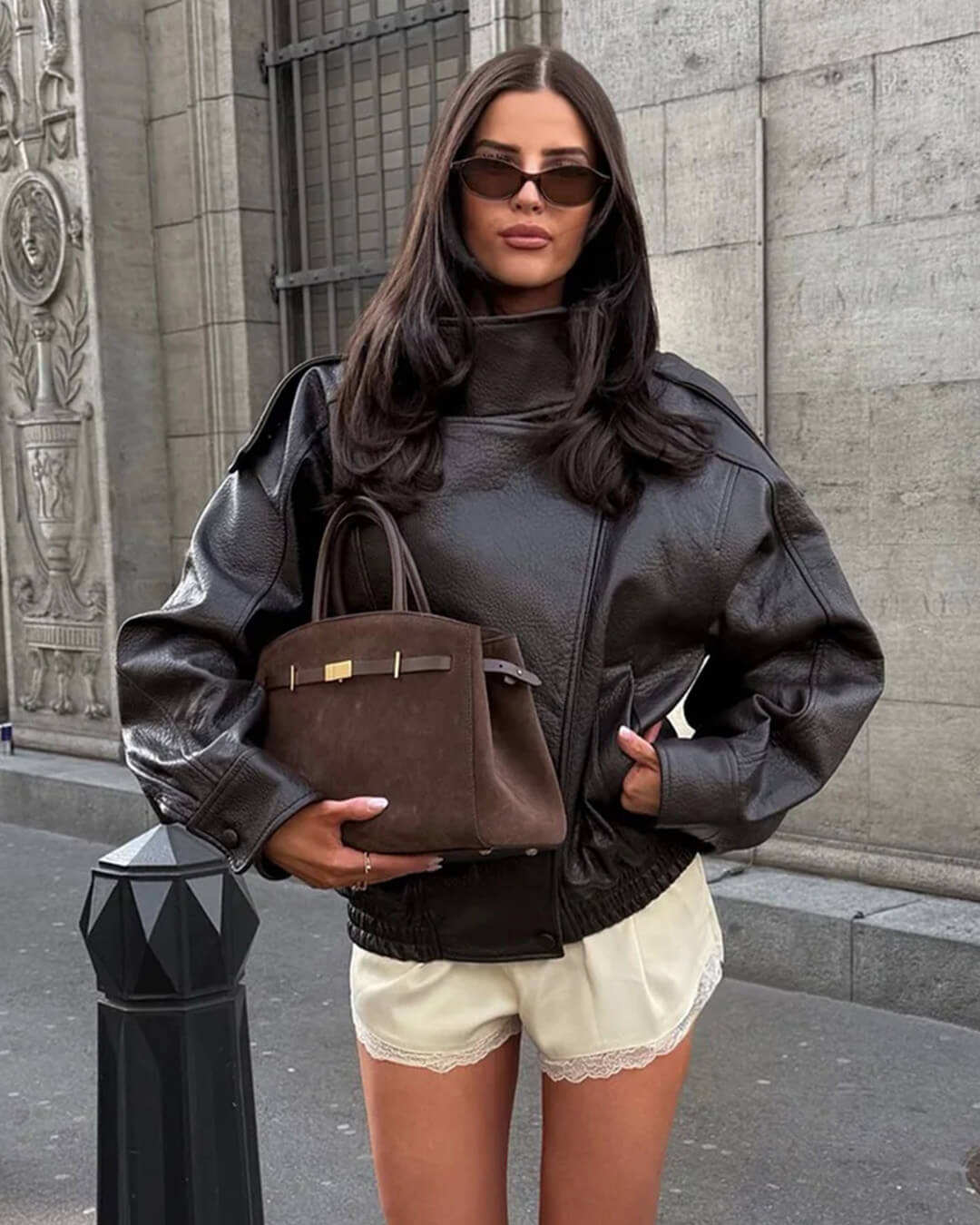 Mini-short en satin taille haute Davina