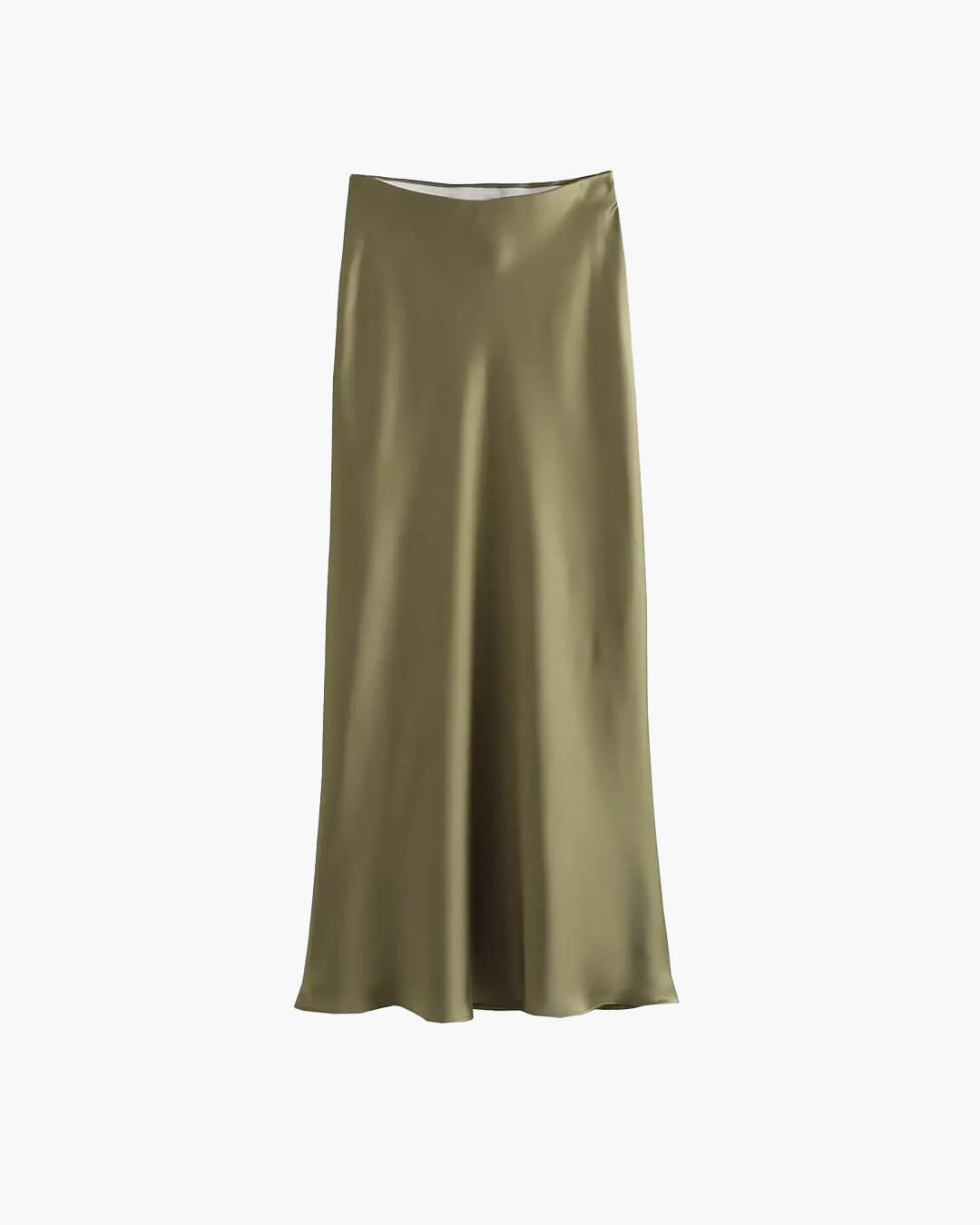 Anais jupe midi en satin noir taille haute