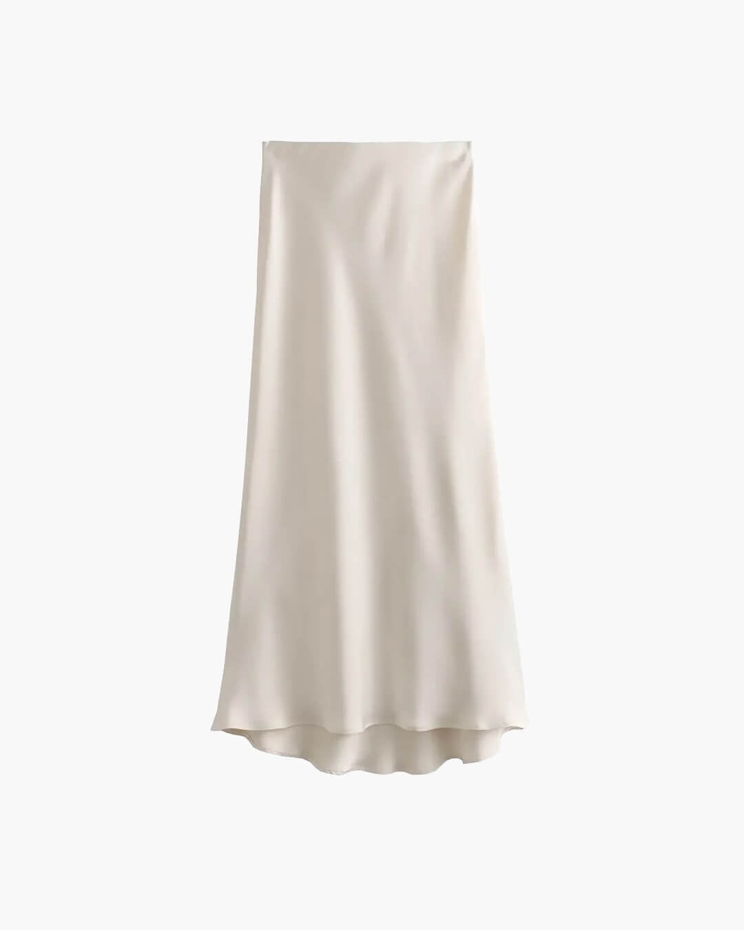 Anais jupe midi en satin noir taille haute
