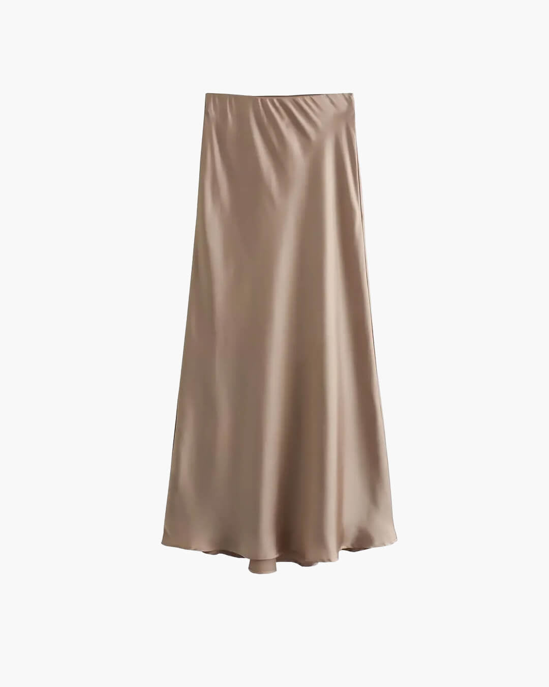 Anais jupe midi en satin noir taille haute
