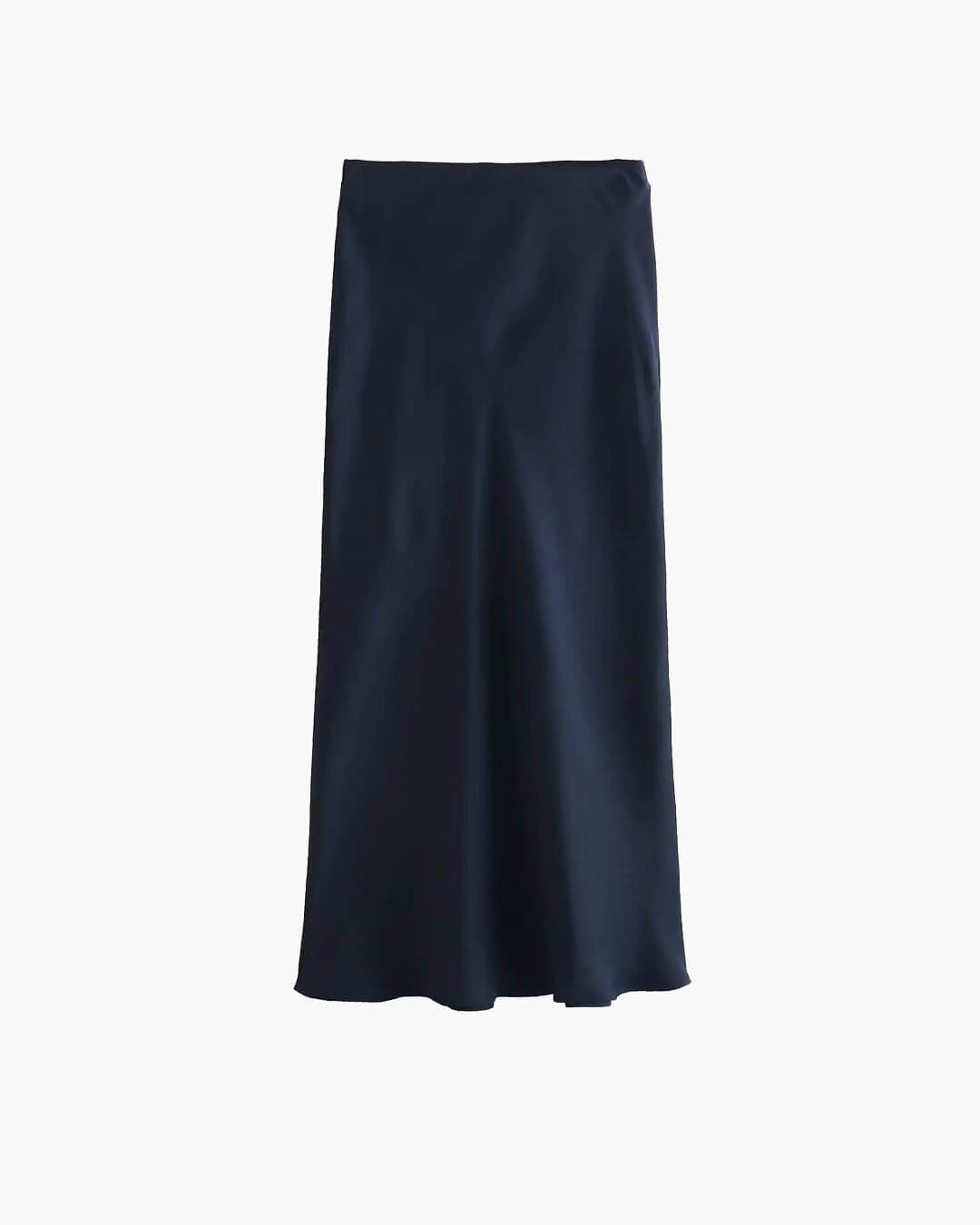 Anais jupe midi en satin noir taille haute