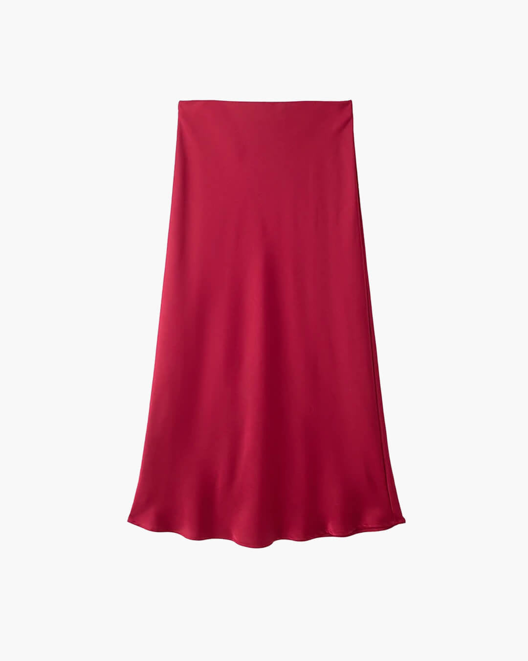 Anais jupe midi en satin noir taille haute
