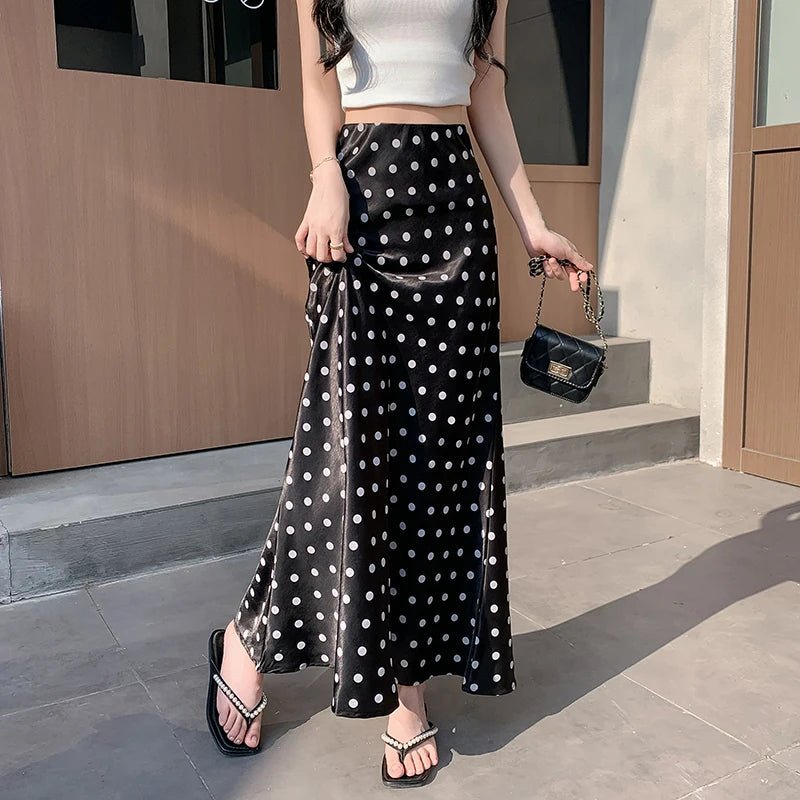 Jupe midi sirène à pois Bianca