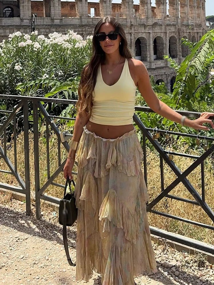 Jupe longue bohème Serena à volants superposés