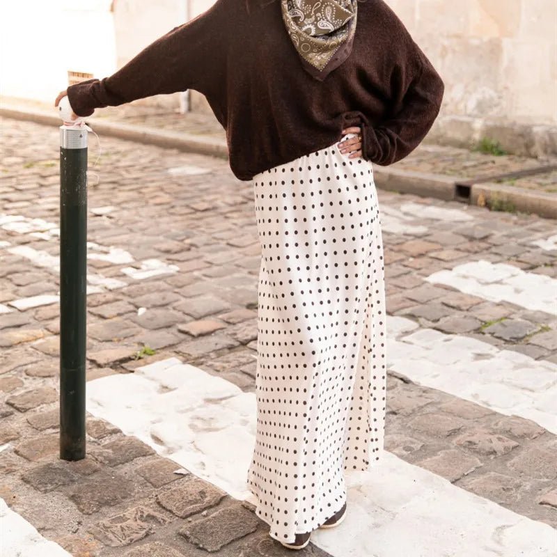 Beatrice – Jupe maxi en satin à pois