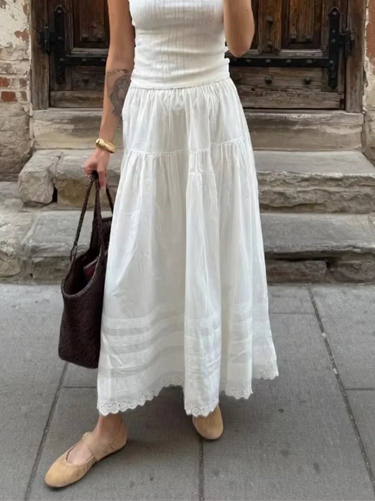 Jupe maxi en dentelle taille haute Celeste