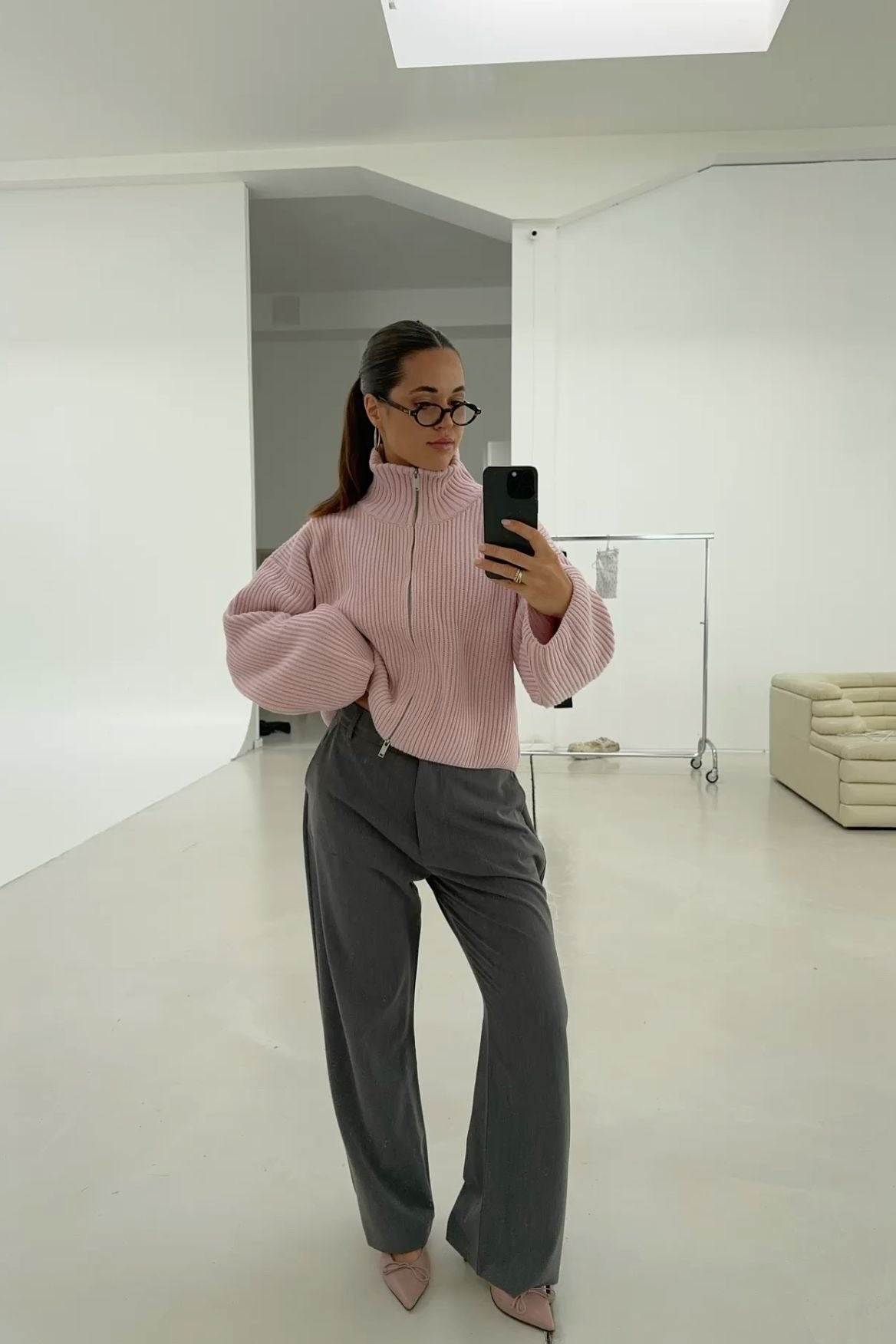 Daniela – Cardigan oversize en maille côtelée zippé
