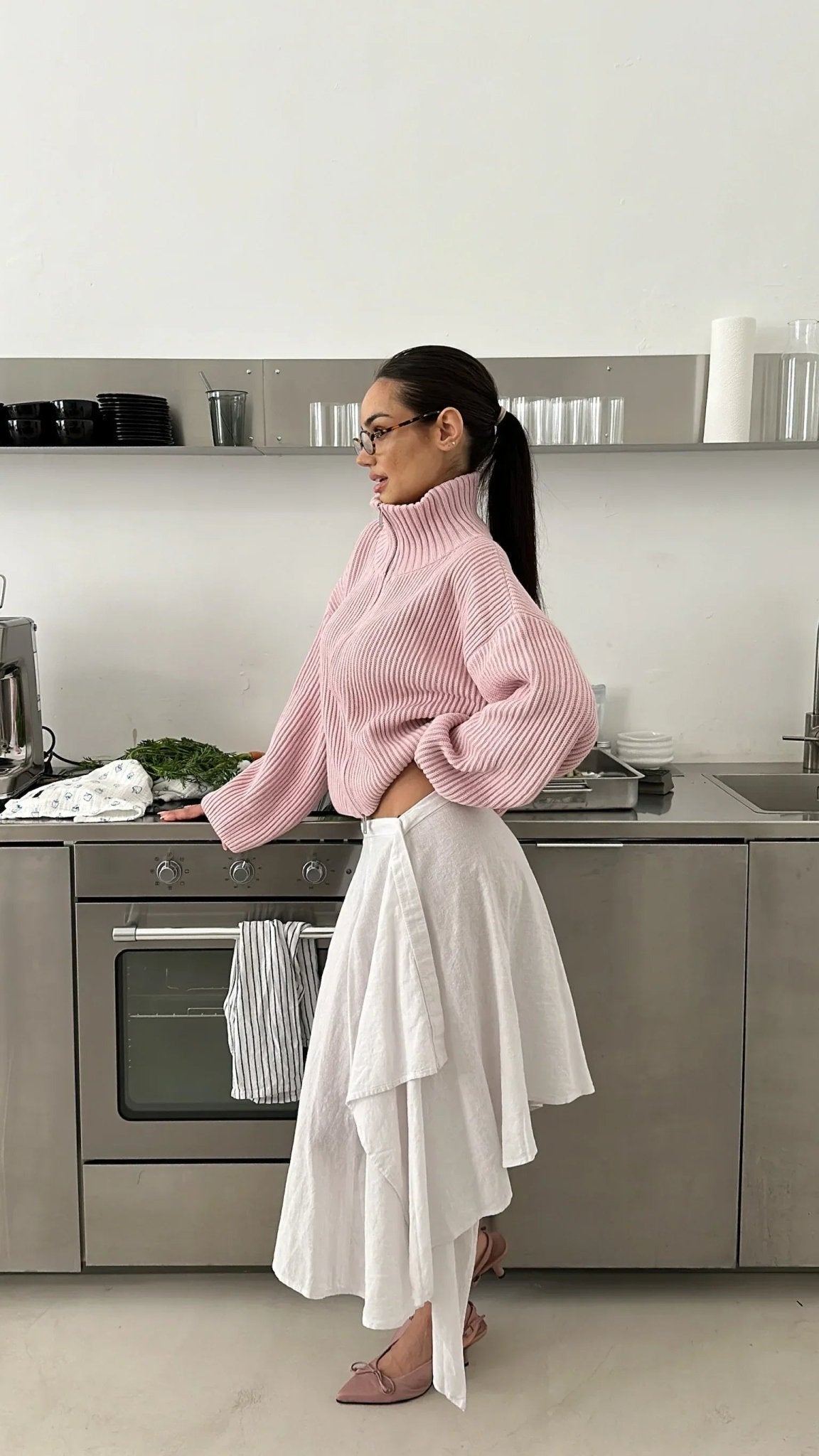 Daniela – Cardigan oversize en maille côtelée zippé