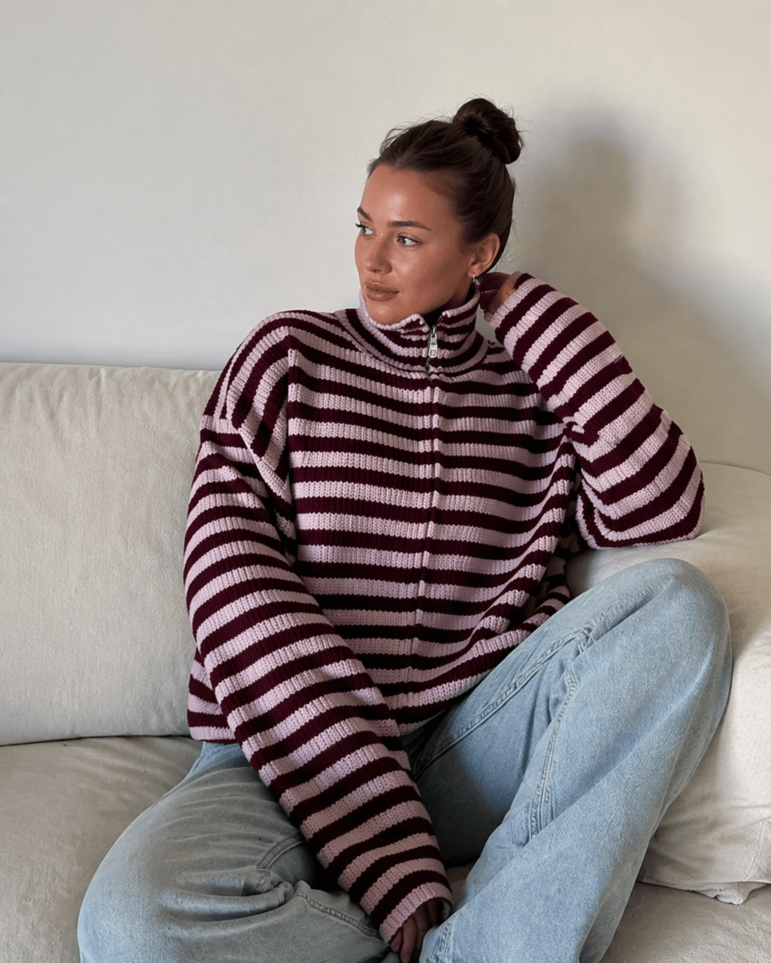 Pull à col roulé rayé Hanna