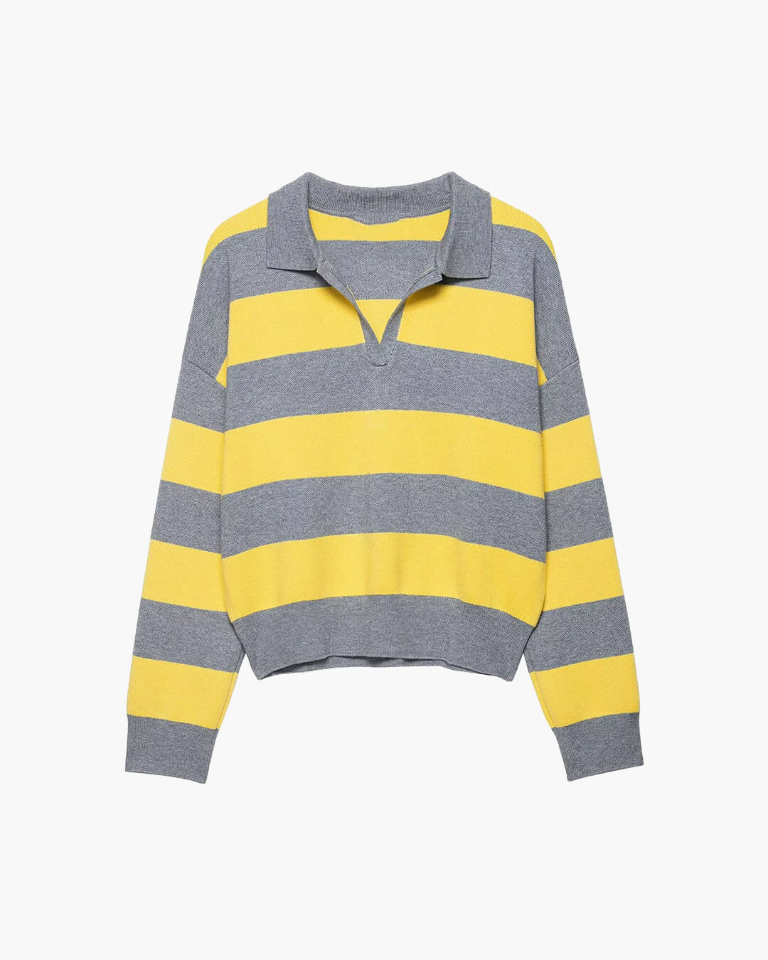 Pull en maille rayé à col en V pour femme