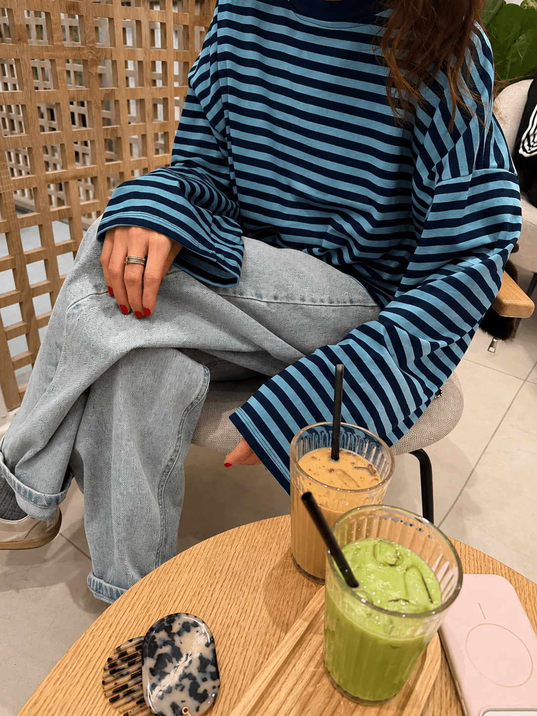 Pull oversize rayé en maille Vivien