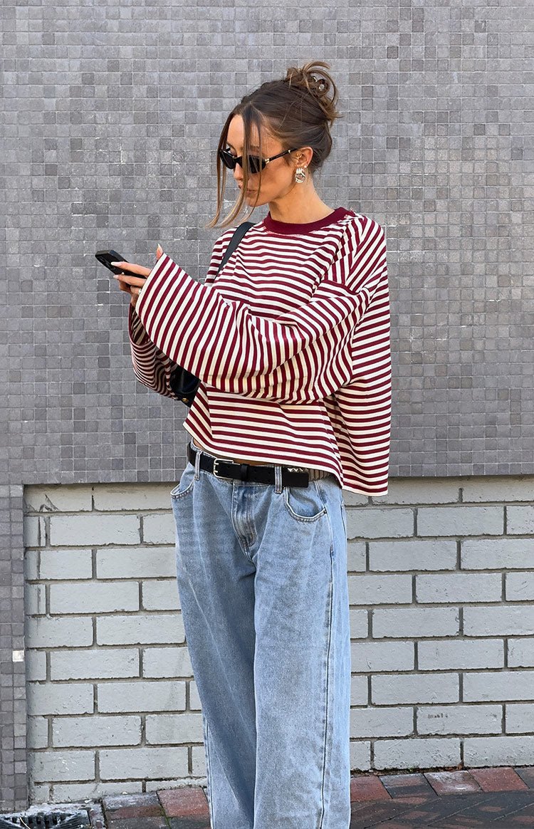 Pull oversize rayé en maille Vivien