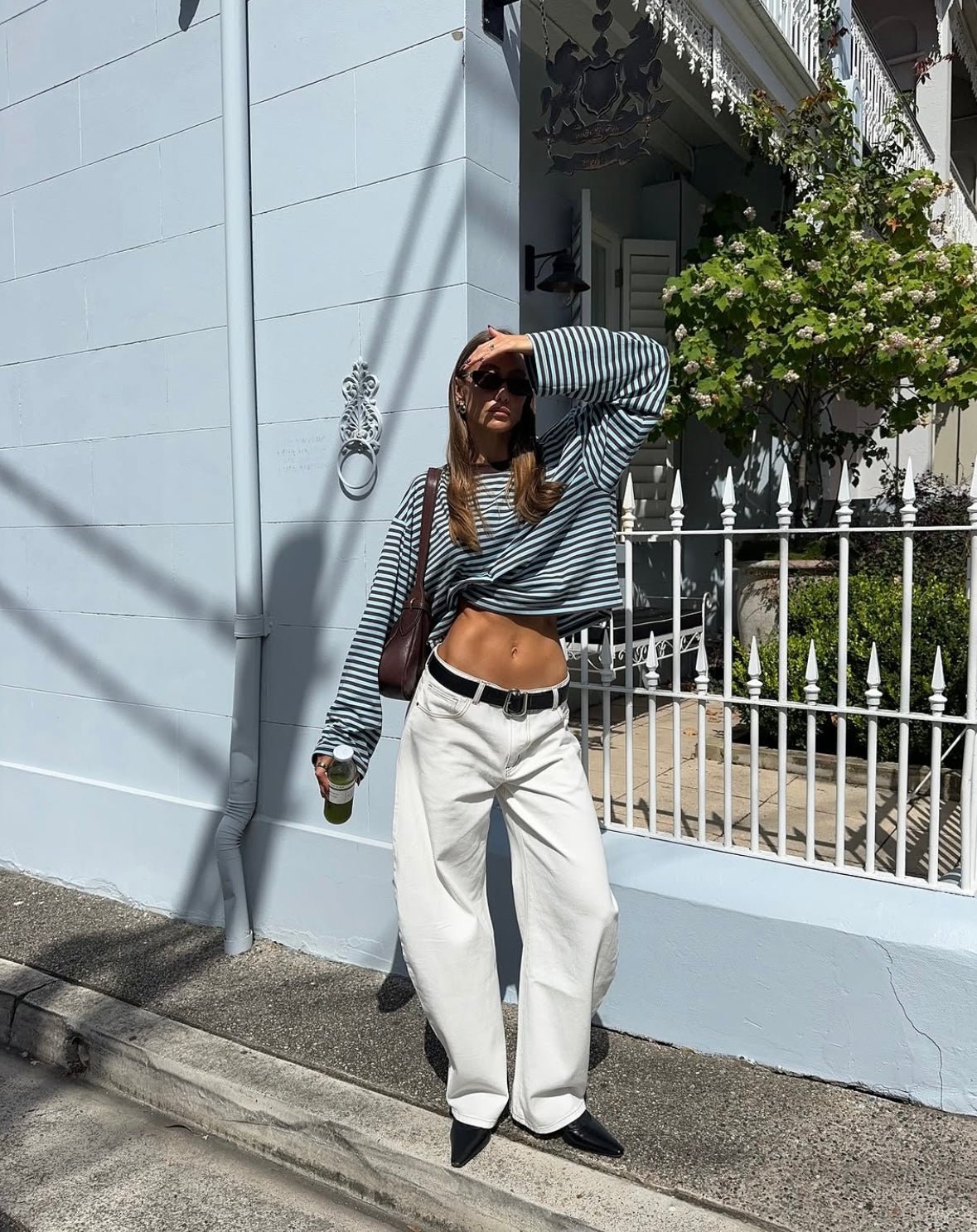 Pull oversize rayé en maille Vivien
