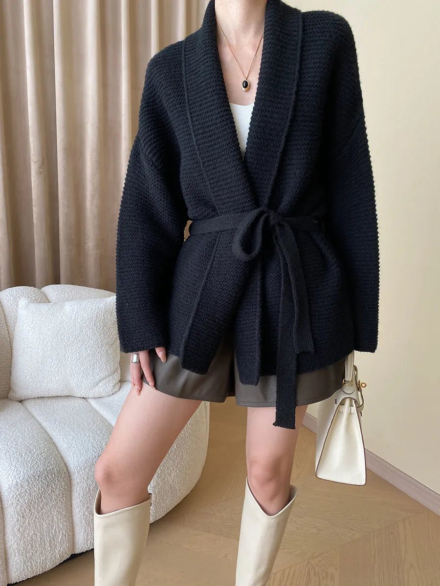 Cardigan en maille avec ceinture Abigail